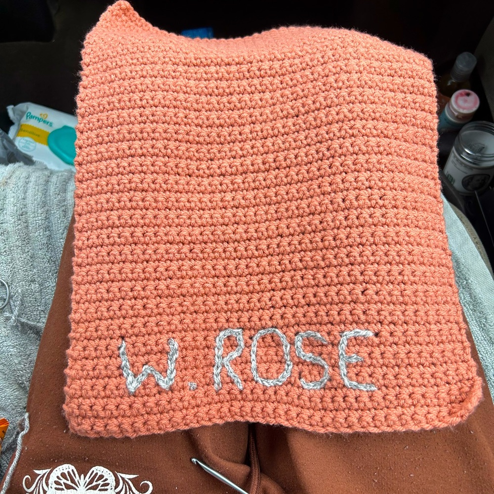 personalized crochet newborn burp rag/ changing pad
